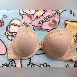 Cream lace demi bra
